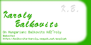 karoly balkovits business card